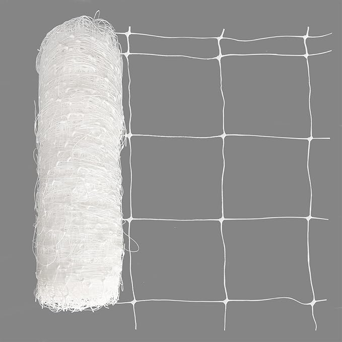 Toolazy Trellis Netting 47''x328', 6 Inch Mesh Heavy-Duty Plastic White Garden Netting for Growing High Yield Tomatoes, Peas, Vine Climbing Plants Fruits Vegetables