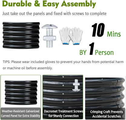 FORTUNO 2 Pcs 17" Tall 4 Ft Round Raised Garden Bed Box Galvanized Metal Outdoor High Flower Bed Steel Patio Ground Planter for Planting Vegetables and Herbs, Dark Grey