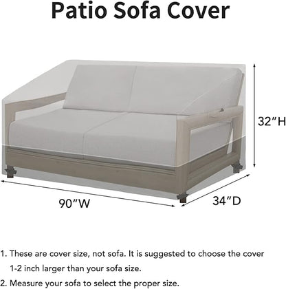 Easy-Going Patio Loveseat UV Resistant Outdoor Couch Bicolor 2-Seater Bench Waterproof Outdoor Furniture Cover with Reflective Hemming (90Wx34Dx32H inch, Gray/Dark Gray)