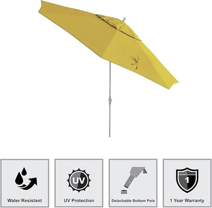 California Umbrella 11Ft Fiberglass Rib Patio Umbrella, Hand-Crank, Tilt-Collar, White Frame, Solution Dyed Lemon Fabric
