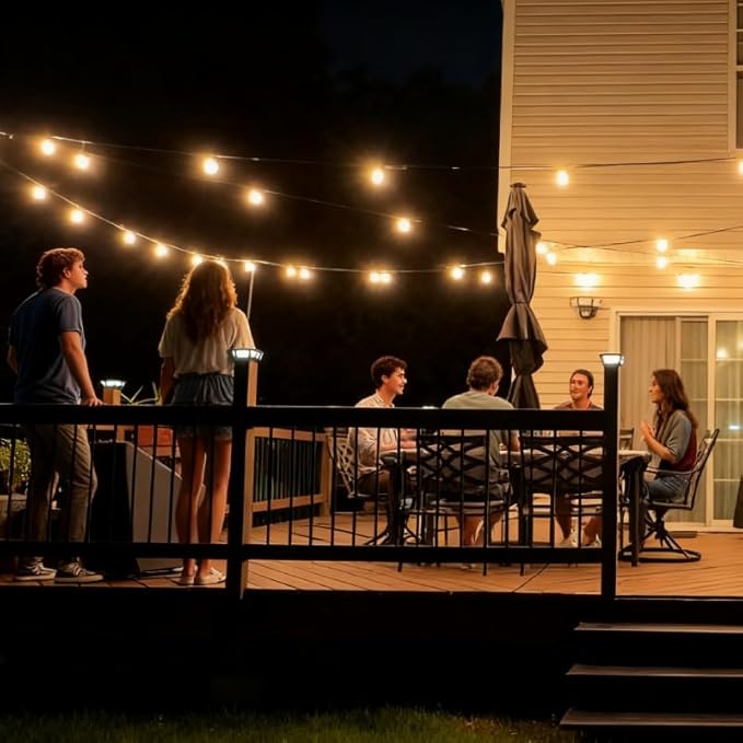 Honche Solar Lights Outdoor Waterproof IP65 with 20 LED Edison Bulb Patio Lights String Lights 49FT Warm White Solar Powered for Bedroom Christmas Camping Wedding Birthday Backyard Gazebo Party
