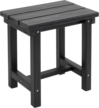 Furnimart Adirondack 16.5" Square Outdoor Side Table, Extra-Thick HDPE Weather-Resistant Small Patio Table, Black Outdoor End Table for Garden Balcony Yard Deck Poolside(Black)
