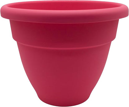 The HC Companies Caribbean Planter Pot - Outdoor & Indoor Plant Pot with Drainage Hole & Plug - Rolled Rim Plastic Pots for Plants & Flowers - Decorative Plant Pot (12" Pink Rose, Pack of 1)