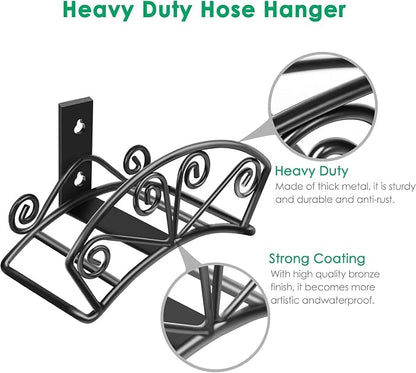 TomCare Garden Hose Holder Extra Large Water Hose Holders Holds 160 FT Hoses Heavy Duty Metal Hose Hanger Wall Mount Decorative Garden Hoses Storage Organizer Reels for Outside Yard, Black