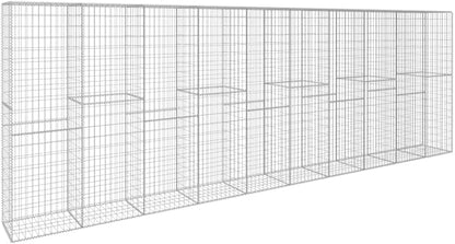 Galvanized Steel Gabion Wall with Cover, Gabion Mesh Wire Wall Panel Galvanized Steel Garden Stone Wire Basket Fencing Patio Decorative Fence, 236.2"x19.7"x78.7",-139