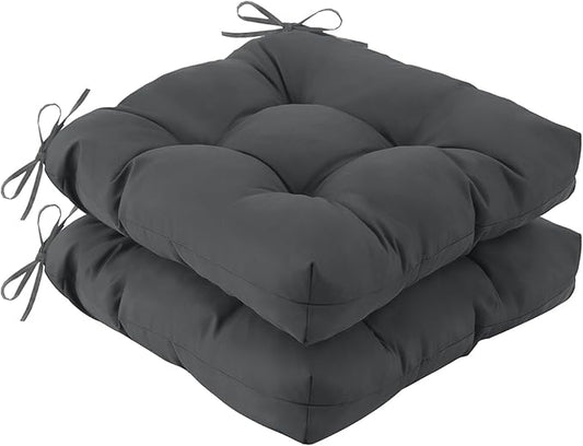 IASEAHK Outdoor Chair Cushions Set of 2, 19" x 19" x 5", Waterproof Outdoor Seat Cushions for Patio Furniture, Fade-Resistant Patio Chair Cushion, Dining Wicker Chair Pads for Porch Garden, Dark Grey