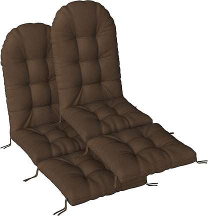 Adirondack Chair Cushion with Ottoman, Folding Adjustable Adirondack Seat Cushions, Waterproof Adirondack Patio Chair Pads for Garden, Deck, or Poolside, Small-Brown-2