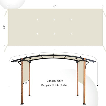 Universal Canopy Cover Replacement for 17x6.8 Ft Outdoor Pergola Structure, Garden Pergola Shade for Gazebo Patio Porch Balcony, Outdoor Waterproof Pergola Canopy Top(Cover Only) (Beige)