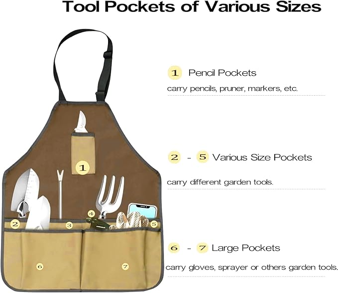 Gardening Apron - Gardening Tool Bag With Apron,Tool Bags & Aprons Tote Storage Bag with Pockets Tool Apron Practical Gardening Gifts for Men