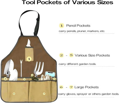 Gardening Apron - Gardening Tool Bag With Apron,Tool Bags & Aprons Tote Storage Bag with Pockets Tool Apron Practical Gardening Gifts for Men