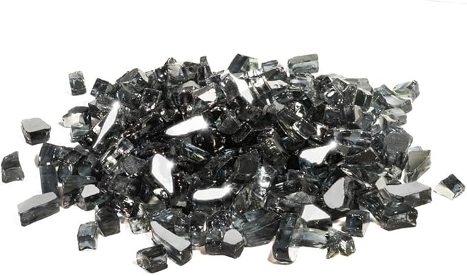 GASPRO 20 lbs Black Fire Glass for Fire Pit, 1/2-Inch Reflective Glass Rocks for Propane or Gas Fireplace, Add Ambience to Gatherings and Parties for Outdoors and Indoors