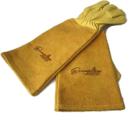 Rose Pruning Gloves for Men and Women - Thorn Proof Goatskin Leather Gardening Gloves with Gauntlet (Extra Large, Yellow)