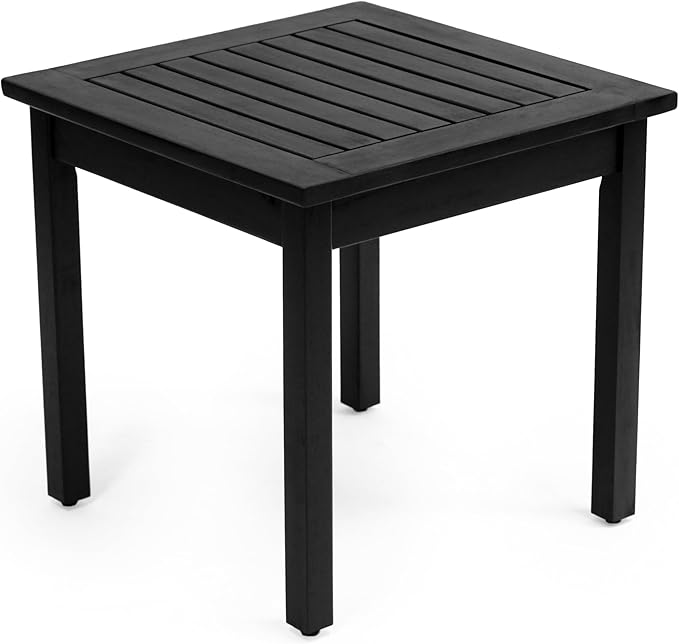 JONATHAN Y END6000B Archer 18.9" Modern Classic Square Slatted Solid Acacia Wood Indoor/Outdoor Adirondack Side Table for Patio, Garden, Bathroom, Living Room, Black
