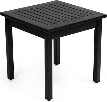 JONATHAN Y END6000B Archer 18.9" Modern Classic Square Slatted Solid Acacia Wood Indoor/Outdoor Adirondack Side Table for Patio, Garden, Bathroom, Living Room, Black