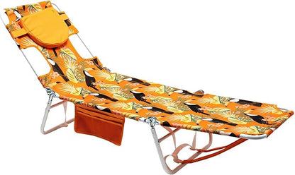 SUNNYFEEL Lay Flat Tanning Chair with Face Down Hole & Arm Slots, Backpack Beach Lounge Chair, 5-Position Folding Sunbathing Chair, 300 LBS Heavy Duty, 72" L x 22" W for Beach, Pool, Camping