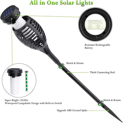LNRYY Outdoor Solar Lights, 6Pack Solar Torch Light with Flickering Flame, Solar Garden Lights Waterproof for Outdoor Decorations, Flame Torches for Outside, Outdoor Lighting for Pathway Yard Decor