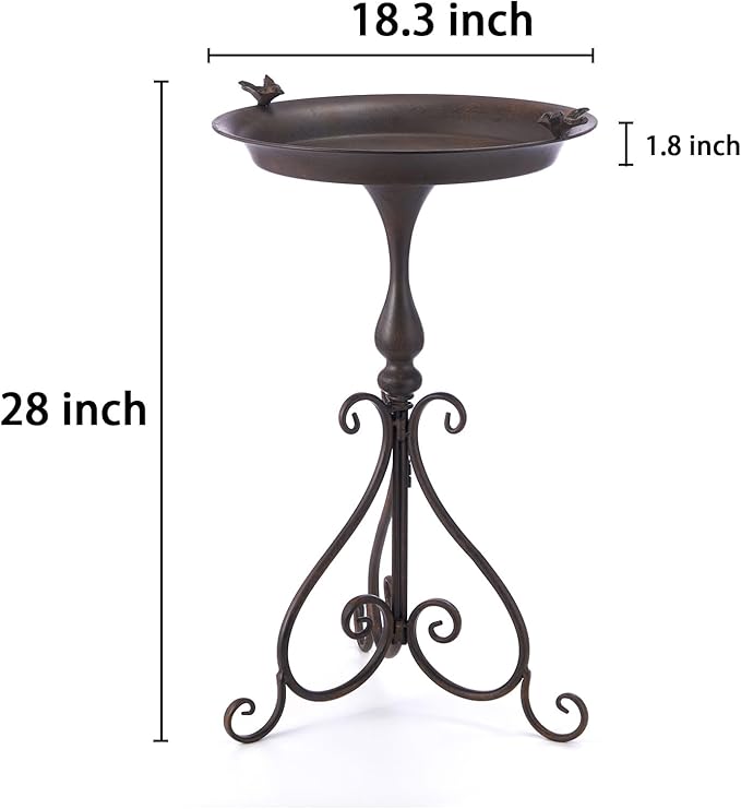 Dia 18" W*28" H Large Metal Bird Bath with Stand, Bird Baths for Outdoors, Metal Birdfeeder,for Garden Yard Decor