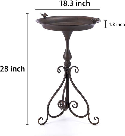 Dia 18" W*28" H Large Metal Bird Bath with Stand, Bird Baths for Outdoors, Metal Birdfeeder,for Garden Yard Decor