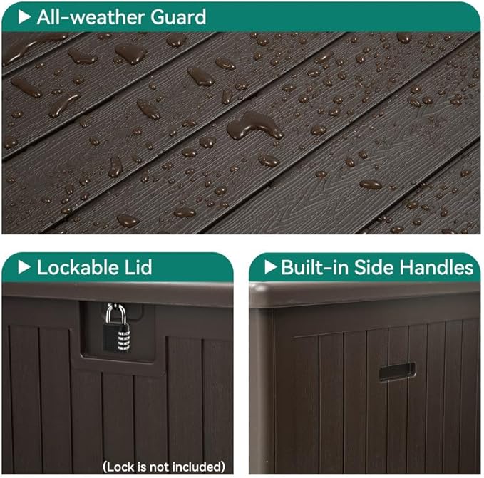 YITAHOME XL 180 Gallon Large Deck Box,Outdoor Storage for Patio Furniture Cushions,Garden Tools,Waterproof,Lockable (Black)