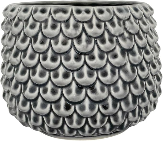 Bloomingville Stoneware Flower Pot Planter Cache Pot Pinecone Grey Size M 5.25'' Cylindrical