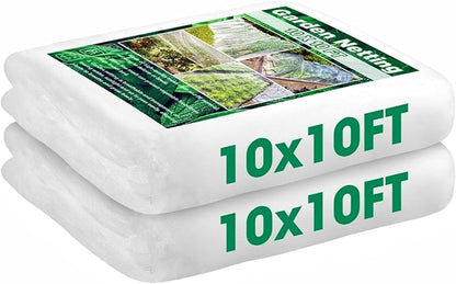Unves 2 Pack 10 x 10 FT Garden Netting, Insect Bird Mosquito Netting for Garden Protection Vegetable Fruits, Ultra Mesh Raised Bed Plant Covers Protect Plants from Birds Bugs