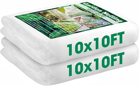 Unves 2 Pack 10 x 10 FT Garden Netting, Insect Bird Mosquito Netting for Garden Protection Vegetable Fruits, Ultra Mesh Raised Bed Plant Covers Protect Plants from Birds Bugs