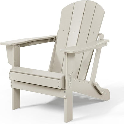 Westin Outdoors Laguna WO Outdoor Adirondack Folding Patio Chairs 8 PCS Set Retro Beach Aesthetic for Backyard, Lawn, Patio, Deck, Garden, Weather Resistant Polyethylene Plastic Lounger (Sand)