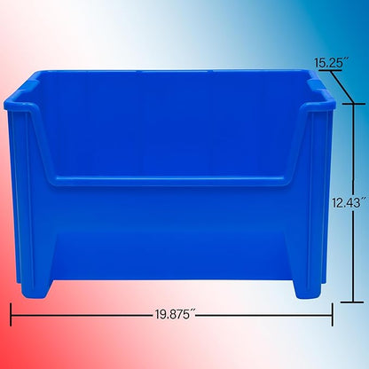 Akro-Mils 13017 Stak-N-Store Stackable Storage Bins, Heavy Duty Garage Storage Containers, Open Front Plastic Organizer for Tools, Shelves, Closet Organizer, 15" x 20" x 12-1/2", Clear, 3-Pack