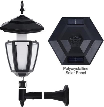Dynaming 4 Pack Solar Flame Wall Lanterns Outdoor, Solar Powered Wall Mounted Sconce Lights, Flickering Flame LED Lights Auto On/Off Wall Hanging Lights, Waterproof for Garage Stair Patio Porch Yard