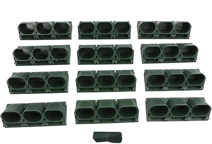 Vertical Wall Planter, Stackable Wall-Mounted Planter Indoor Outdoor w/36 Plastic Pots Living Wall Garden w/36 Non-Woven Fabrics Vegetable Hanging Pocket Holder Flowerpot (Army Green)