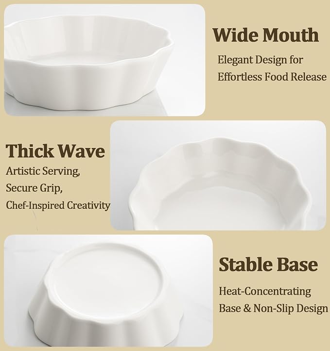 Mini Baking Dish Set, 12 oz Ramekins for Oven, Small Casserole Dishes, Individual Ceramic Baking Dishes for Creme Brulee, Pot Pie, Dessert & Lasagna, Oven Safe, Set of 6