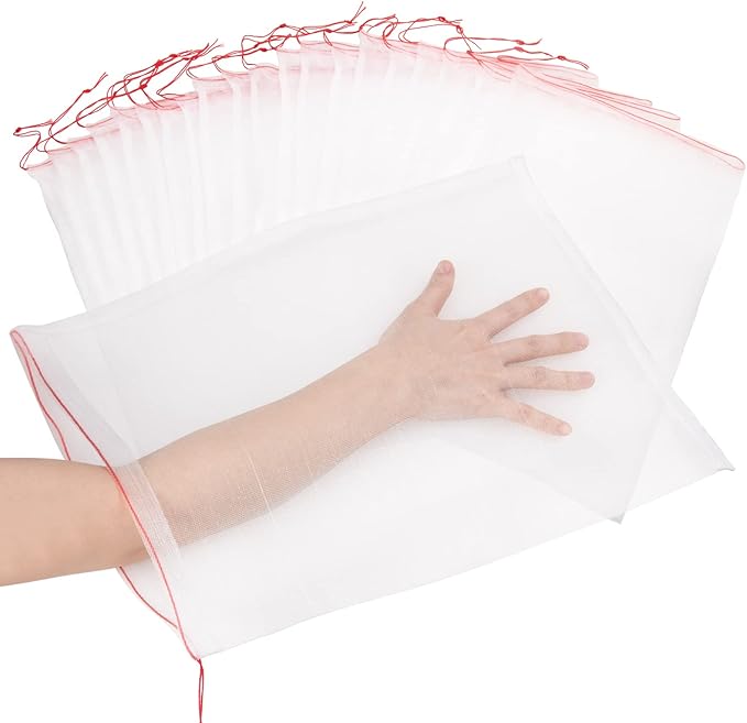 20Pcs Kikhope Fruit Protection Bags, 21"x14" Garden Netting Bags with Drawstring, Fruit Netting Bags, Fruit Tree Bags, Netting Barrier Bags for Protecting Fruits and Vegetables