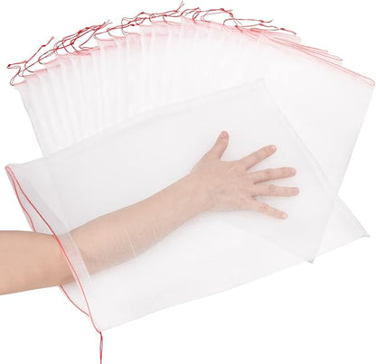 20Pcs Kikhope Fruit Protection Bags, 21"x14" Garden Netting Bags with Drawstring, Fruit Netting Bags, Fruit Tree Bags, Netting Barrier Bags for Protecting Fruits and Vegetables