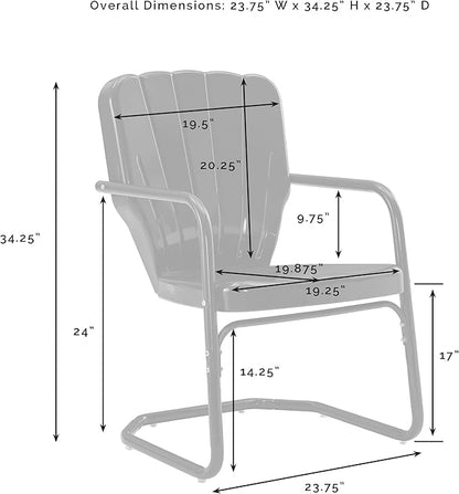 Crosley Furniture Ridgeland 2-Piece Outdoor Chair Set, Retro Metal Patio Chairs for Dining, Porch, Deck, Navy