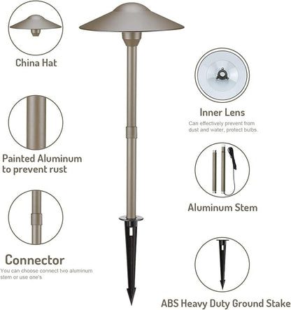 Lumina Lighting® 4W Landscape Lighting 12V Landscape Lights Low Voltage Landscape Path Lights Warm White Waterproof Outdoor Replaceable G4 LED Bulb for Garden Pathway Lawn Yard (Bronze) (8-Pack)