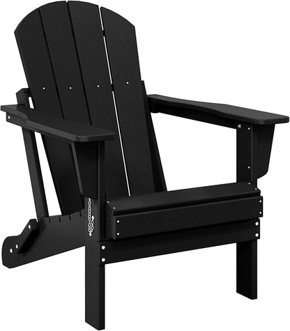 Westin Outdoors Laguna WO Home Outdoor Adirondack Folding Chair Lounger Seat Traditional Retro Home Furniture for Beach, Balcony, Backyard, Lawn, Patio, Pool, Deck, Garden (Black)