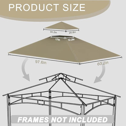 Grill Gazebo Replacement Roof, 5x8ft Outdoor BBQ Gazebo Canopy Cover, Double Tiered Grill Gazebo Replacement Roof for #L-GG001PST-F