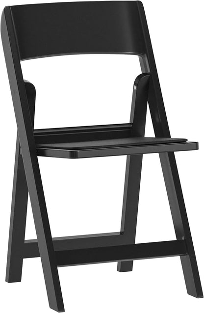 Flash Furniture Hercules Tucker Commercial Black Resin Folding Chair - Lightweight, Vinyl Padded Removable Seat, Indoor Outdoor Use, Event & Wedding Ready