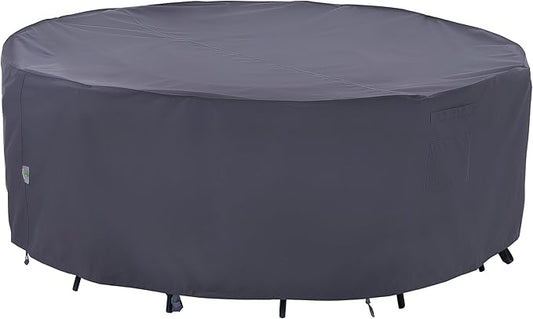 F&J Outdoor Patio Furniture Covers, Waterproof UV Resistant Heavy Duty Round Outdoor Furniture Cover, 84" Dia x 27.5" H