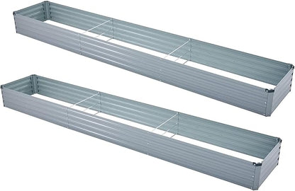 Meberam 2 Pack 12x2x1FT Galvanized Raised Garden Beds Kit Outdoor Metal Gardening Planter Box for Vegetable Elevated Flower Herbs,Gray