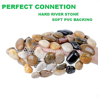 Garden Stepping Stones Outdoor Round River Stone Decorative Nature River Rocks for Landscaping Outside Walkway Patio Yard Garden Pathway (9in 6pcs Pack)