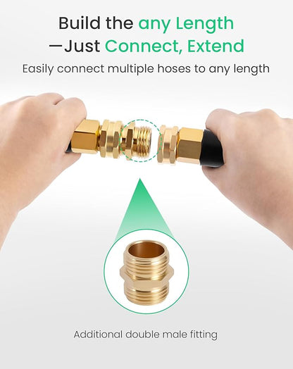 Cesun Short Garden Hose 5 ft with Female to Female Connector, Small Metal Leader Hose, Drinking Water Hose, Flexible, Lightweight Stainless Steel Water Pipe for RV, Outdoor, Yard, 5ft x 5/8"