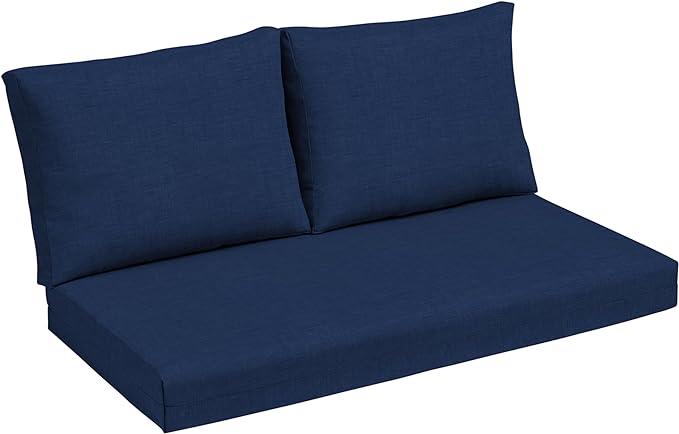 Arden Outdoor Loveseat Cushion Set, 48 x 24, Water Repellent, Fade Resistant, Cushion Set for Couch, Bench, and Swing, Sapphire Blue Leala