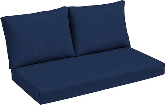 Arden Outdoor Loveseat Cushion Set, 48 x 24, Water Repellent, Fade Resistant, Cushion Set for Couch, Bench, and Swing, Sapphire Blue Leala