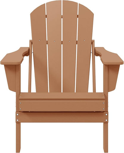 Westin Outdoors Laguna WO Outdoor Adirondack Folding Patio Chairs 8 PCS Set Retro Beach Aesthetic for Backyard, Lawn, Patio, Deck, Garden, Weather Resistant Polyethylene Plastic Lounger (Teak)