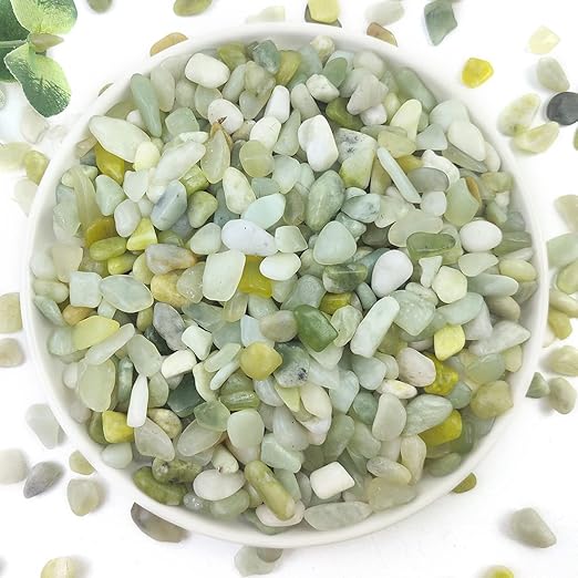YISZM 2LB Succulent and Cactus Jade Pebbles, 3/8 Inch Natural Decorative Polished Stones, River Rocks for Indoor Plants, Vases, Planters and Outdoor Gardening