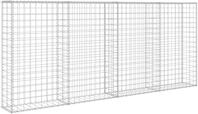 Galvanized Steel Gabion Wall with Covers, Gabion Mesh Wire Wall Panel Galvanized Steel Garden Stone Wire Basket Fencing Patio Decorative Fence, 78.7"x7.87"x33.5",-180