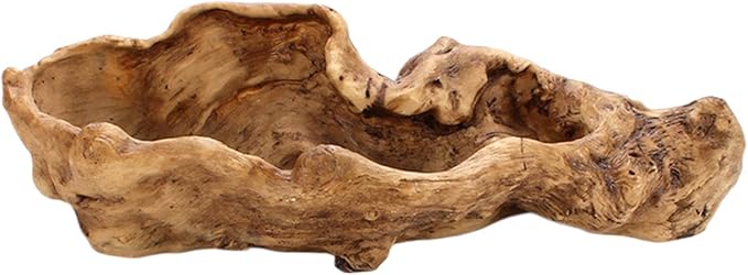 Driftwood Stump Log Resin Planter, Succulent Pot with Drainage Hole for Small Plants, Bonsai, Cactus, Indoor Outdoor Decor (Yellow)