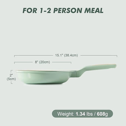 SENSARTE Nonstick Ceramic Frying Pan Skillet, 8 Inch Omelet Pan, Healthy Non Toxic Chef Pan, Induction Egg Pan with Heat Resistant Handle, Dishwasher Safe, PFAS-Free, Green