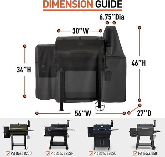 Arcedo Grill Cover Compatible with Pit Boss 820 Deluxe, Pro Series 850, Heavy Duty Waterproof Wood Pellet Smoker Covers for Pitboss 820D, PB820FB, 820XL, 820D3, 820SC, 820PS1, All Weather Protection